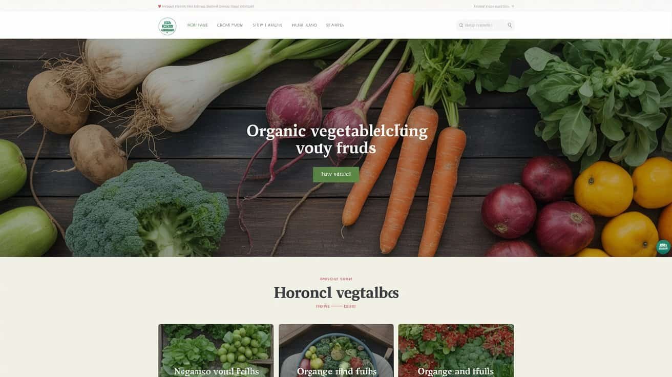 Fresh organic vegetables like carrots, tomatoes, broccoli, and onions displayed on a rustic wooden table for healthy eating.