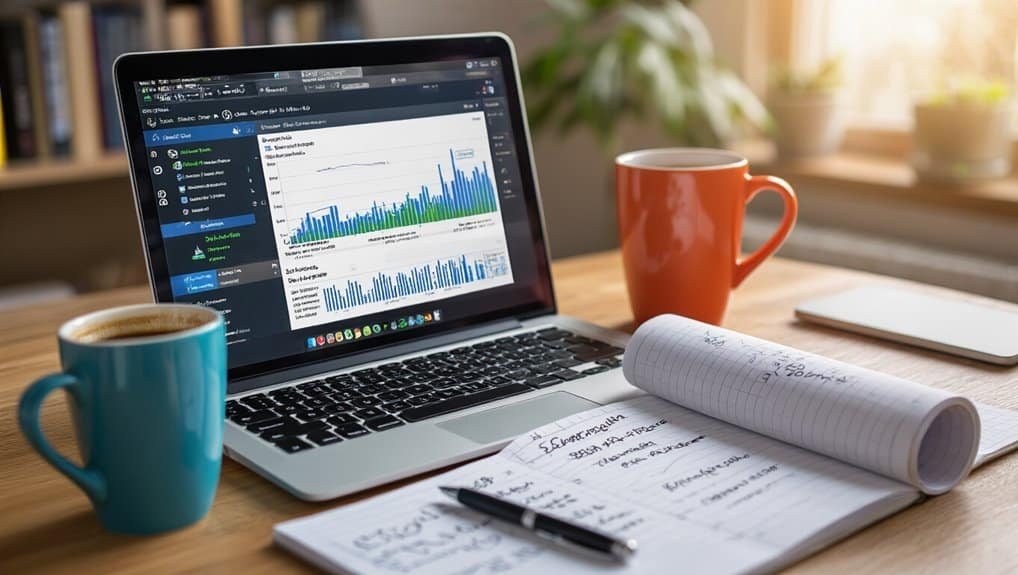 7 Best Website SEO Tools to Boost Your Rankings 3 Detailed analytics dashboard on a laptop screen showcasing website performance metrics and data visualization.