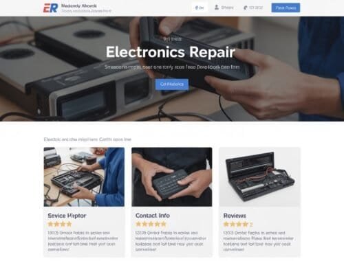 Electronic repair tools and services displayed on a website homepage.