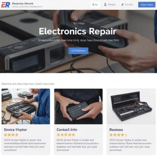 Electronic repair tools and services displayed on a website homepage.