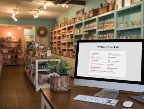 Website tools checklist, digital workspace with website optimization tasks, organized and comprehensive online planning, modern office setup for website management, relevance.