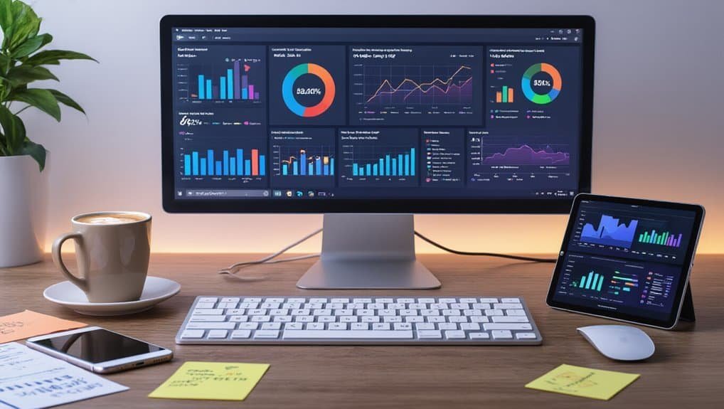 Dashboard displaying website analytics and data charts for digital marketing insights and performance tracking.