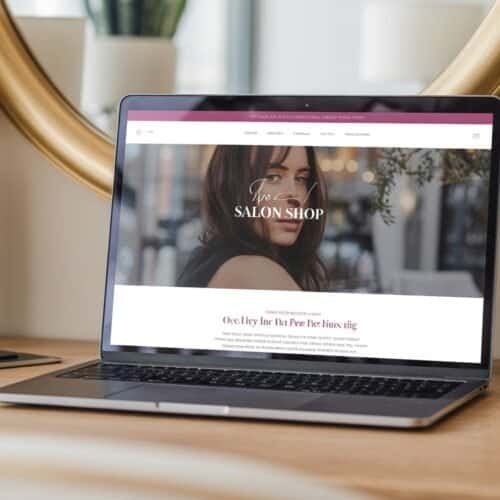 Website Checklist for Salon Shop 11 Woman browsing beauty salon website on laptop at home, interior decor, modern workspace, digital marketing tools, beauty industry online presence, website design for salons, stylish workspace decor, website for beauty services, professional salon webpage, tools for creating salon websites, Your Trusted Guide to Website Tools & Products, R.