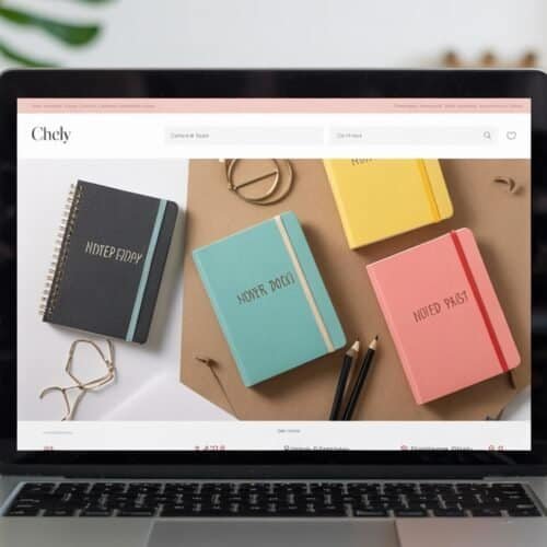 Website Checklist for Stationery Store 4 Not relevant, as the image shows a laptop with notebooks and stationery for website tools and products.