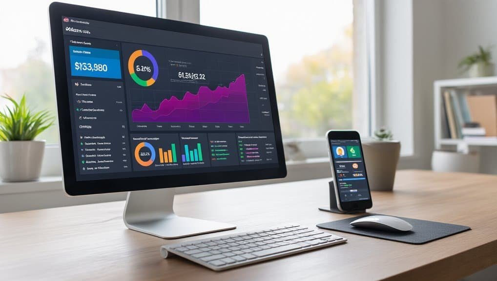 7 Best Website SEO Tools to Boost Your Rankings 4 Dashboard with business analytics and data visualization on a modern desktop computer and smartphone.