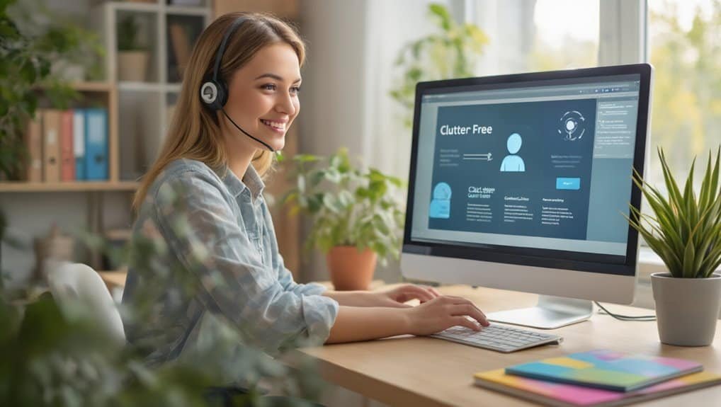 Chemicloud Human Live Chat Support for Non Technical Users 3 Efficient customer support agent with a headset working on website troubleshooting and digital tools at a modern office desk.