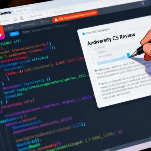 Interactive coding and project review on a laptop screen for website tools and products.