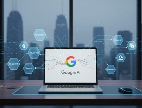 Innovative AI technology enhances website tools and products for better performance and user experience, featuring Google AI and neural networks.