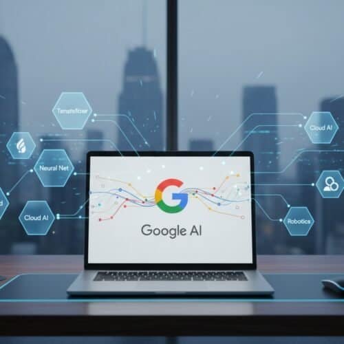 Innovative AI technology enhances website tools and products for better performance and user experience, featuring Google AI and neural networks.