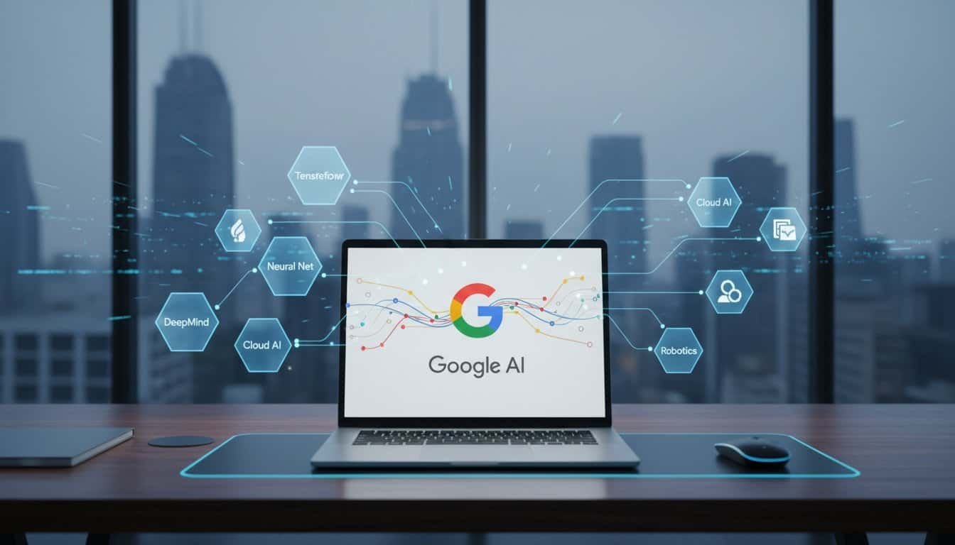 Innovative AI technology enhances website tools and products for better performance and user experience, featuring Google AI and neural networks.